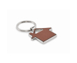 Metalen huissleutelhanger met kunstleren inleg kleur bruin