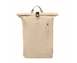 Rugzak met roll-top sluiting van gerecycled katoen met rits vooraan kleur beige