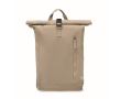 Rugzak met roll-top sluiting van gerecycled katoen met rits vooraan kleur khaki