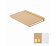 Notitieboek met logo, plaknotities en kaarthouder binnenin A5 kleur beige