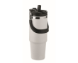 Dubbelwandige beker met rietje, tuit en draaggreep 850 ml kleur wit