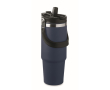 Dubbelwandige beker met rietje, tuit en draaggreep 850 ml kleur marineblauw