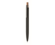 Gerecycled aluminium balpen met bamboeknop, blauwe inkt kleur zwart