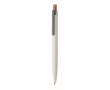 Gerecycled aluminium balpen met bamboeknop, blauwe inkt kleur wit