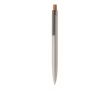 Gerecycled aluminium balpen met bamboeknop, blauwe inkt kleur mat zilver