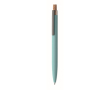 Gerecycled aluminium balpen met bamboeknop, blauwe inkt kleur lichtblauw