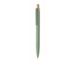 Gerecycled aluminium balpen met bamboeknop en blauwe inkt kleur mintgroen