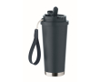 Gerecycled RVS glas met deksel en rietje 2-in-1 500ml kleur marineblauw