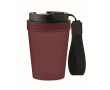 Lekvrije drinkfles voor onderweg met RPET polyesterriem 300 ml kleur bordeaux