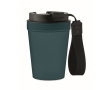 Lekvrije drinkfles voor onderweg met RPET polyesterriem 300 ml kleur marineblauw