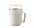 Ontbijtbeker to-go met 2 aparte compartimenten 450 ml kleur wit