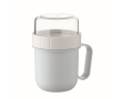 Ontbijtbeker to-go met 2 aparte compartimenten 450 ml kleur lichtblauw