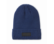 Unisex gebreide muts in diverse kleuren met patch om te personaliseren kleur blauw