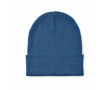 Klassieke muts van polyester met omgeslagen rand in één maat kleur blauw