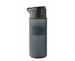 RPET-fles met opklapbare dop en inbegrepen rietje 500 ml kleur marineblauw