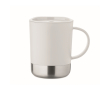 Plastic beker met roestvrijstalen basis 300 ml kleur wit