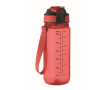 RPET anti-lek fles met rietje en klapdeksel 700 ml kleur doorzichtig rood