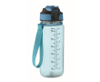 RPET anti-lek fles met rietje en klapdeksel 700 ml kleur doorzichtig lichtblauw