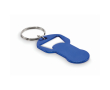 Aluminium gerecyclede sleutelhanger-flesopener met winkelwagenmunt kleur blauw