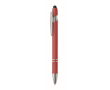 Gerecyclede aluminium pen met rubberen afwerking blauwe inkt kleur rood