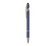 Gerecyclede aluminium pen met rubberen afwerking blauwe inkt kleur koningsblauw
