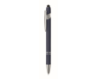Gerecyclede aluminium pen met rubberen afwerking blauwe inkt kleur marineblauw