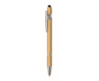Gerecyclede aluminium pen met rubberen afwerking blauwe inkt kleur goud