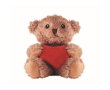 Pluchen polyester beertje met rood hart met bedrukking kleur rood