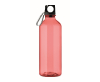 Transparant doorschijnende RPET-fles met dop en karabijnhaak 500 ml kleur doorzichtig rood