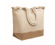 Strandtas van katoen met jute en rits 280 g/m² kleur beige