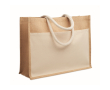 Jute tas met voorvak en koordhengsels 280 g/m² kleur beige