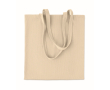 Boodschappentas van polyester ribfluweel met lange hengsels 220 g/m² kleur beige