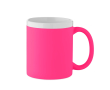 Keramische mok met matte afwerking en witte rand 300 ml kleur neon fuchsia