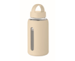 Borosilicaat glazen fles met siliconen hoes 600ml kleur beige