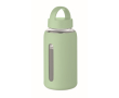 Borosilicaat glazen fles met siliconen hoes 600ml kleur mintgroen