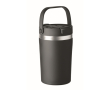 Dubbelwandige beker met handvat van gerecycled roestvrij staal 350 ml kleur zwart