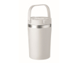 Dubbelwandige beker met handvat van gerecycled roestvrij staal 350 ml kleur wit
