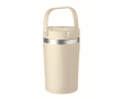 Dubbelwandige beker met handvat van gerecycled roestvrij staal 350 ml kleur beige