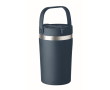 Dubbelwandige beker met handvat van gerecycled roestvrij staal 350 ml kleur marineblauw