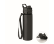 Opvouwbare siliconen fles met dop en elastische band 500ml kleur zwart