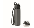 Opvouwbare siliconen fles met dop en elastische band 500ml kleur donkergrijs
