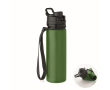 Opvouwbare siliconen fles met dop en elastische band 500ml kleur donkergroen