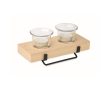 Decoratieve kaarsenhouder met standaard voor 2 kaarsen kleur hout
