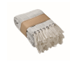 Deken met franjes van gerecycled katoen, met lint 400 g/m² kleur beige