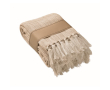 Deken met franjes van gerecycled katoen, met lint 400 g/m² kleur wit/grijs