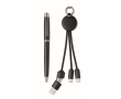 Geschenkset met metalen pen en sleutelhanger kleur zwart