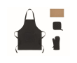 Keukenset van gerecycled katoen met gewatteerde stiksels 180 g/m² kleur zwart