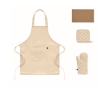 Keukenset van gerecycled katoen met gewatteerde stiksels 180 g/m² kleur beige