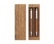 Houten schrijfset met blauwe pen en vulpotlood kleur hout