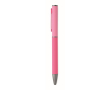Draaibare pen van gerecycled aluminium met rubberen afwerking kleur fuchsia